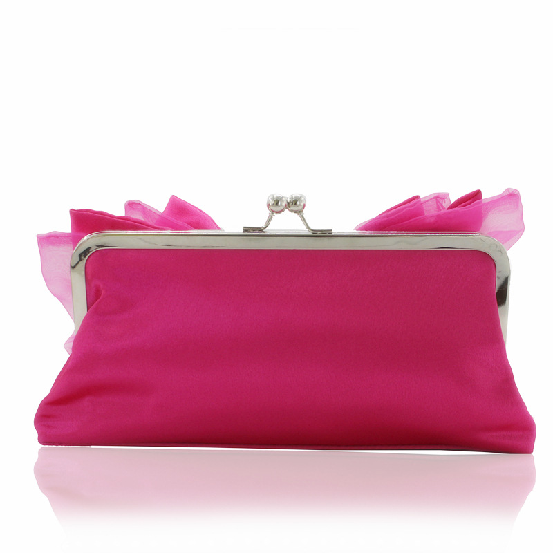 Túi clutch dạ tiệc satin nơ xếp ly đính kim cương – kèm dây đeo chéo — Màu đỏ, Màu đen, Màu Sâm panh, Màu bạc chi tiết 19