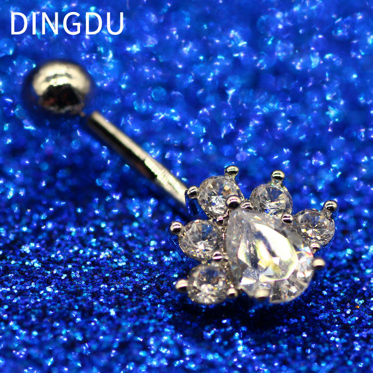 Tripod jewelry|Navel nail Europe and America new pattern lovely zircon Paw Navel puncture Stainless steel nails