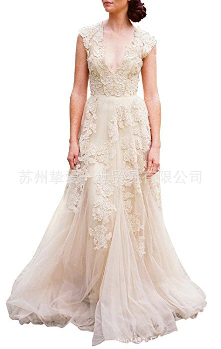 2021 new fashion lace shoulder sleeveless large swing AliExpress Amazon popular wedding dress cheap wholesale