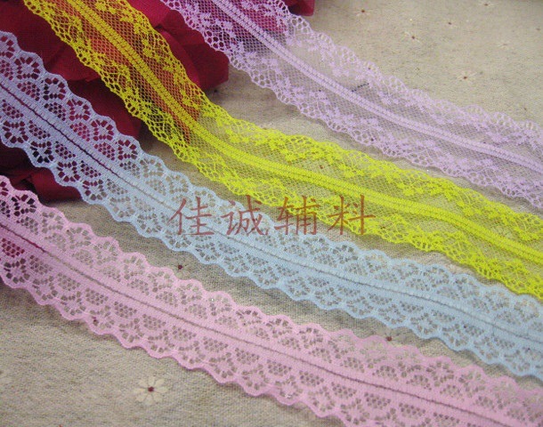 彩色无弹双边蕾丝花边 服装内衣辅料 头饰DIY材料 3/3.8CM可拆