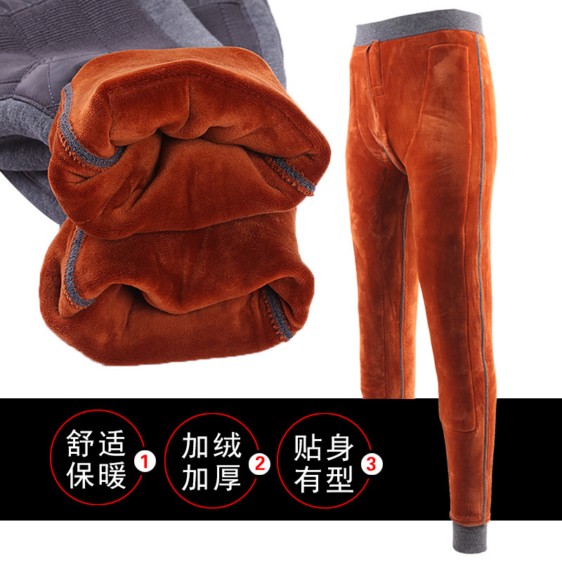 冬季新款特厚高腰三層加厚加絨中老年棉褲 男女內穿羽絨棉保暖褲