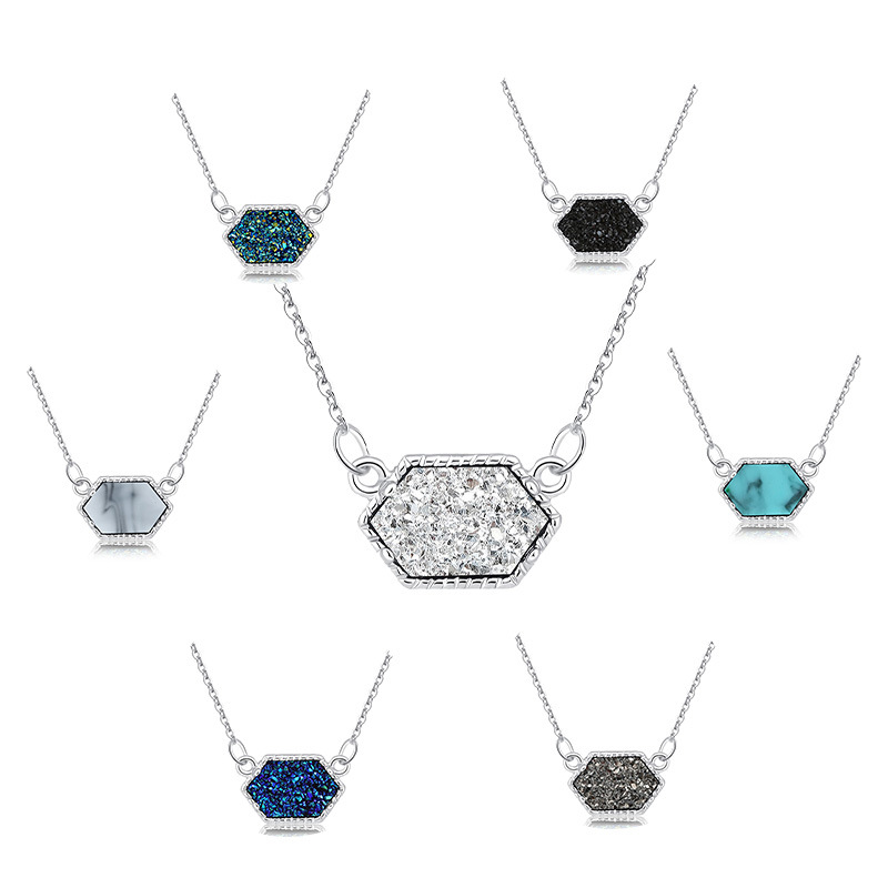 Fashion Simple Multicolor Crystal Cluster Turquoise Diamond Pendant Necklace display picture 9