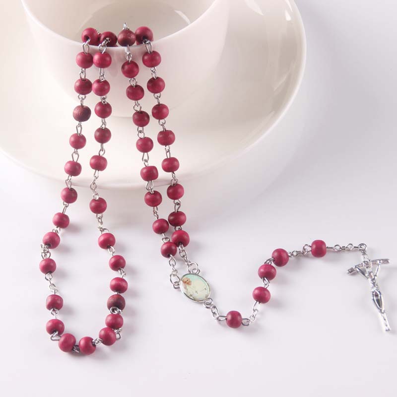 Wholesale Perfume Rose Scented Rosary Necklace/ Red Bead Rosary Virgin