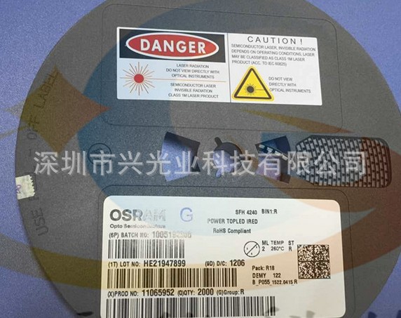 欧司朗OSRAM贴片PLCC-4红外发射管 波长940nm　SFH4240　原盘原装