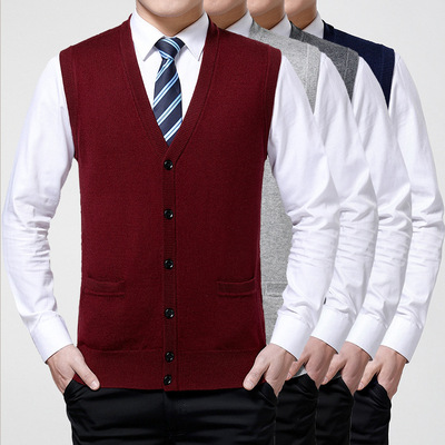 brand new pattern waistcoat vest Autumn and winter man Solid V-neck Sleeveless Cashmere Socket sweater men's wear adult