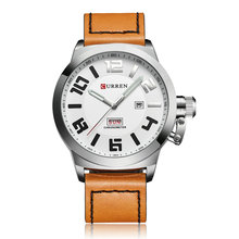 CURREN/卡瑞恩8270 新款双日历皮革男士手表水运动休闲大表盘