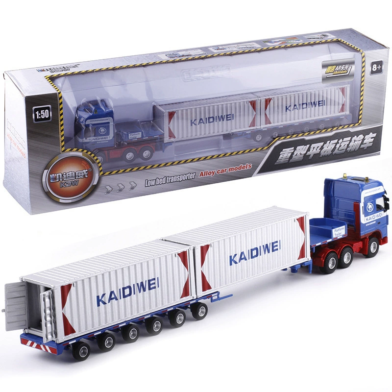 [Boxed] Cadway 1:50 Alloy Flatbed Transport Truck Heavy Duty Truck Model Container Cargo Vehicle 625022