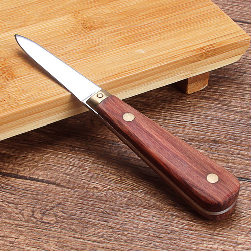 Huali Wood Handle Stainless Steel Oyster Knife Clam Knife Abalone Knife Home Use Multi-Purpose Lever Knife Wholesale