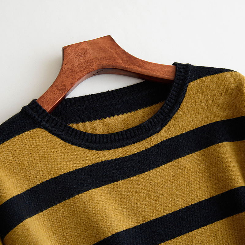 实拍毛衣女秋季中长款圆领宽松打底衫韩版套头长袖针织衫代发