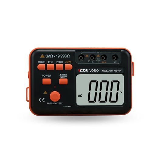 胜利正品 VC60D数字高压兆欧表1000V 2500V 绝缘电阻测试仪 摇表|ms