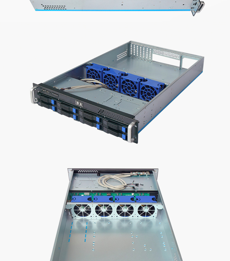 2U热插拔服务器机箱8盘位机架式网吧数据存储机箱温控风扇带背板