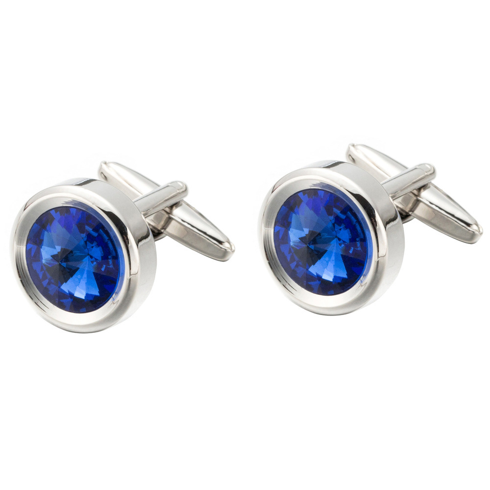 Hot sale round blue crystal cufflinks me...