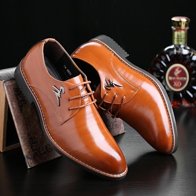 新款春秋季新款男士休闲鞋韩版日常正装皮鞋透气系带商务潮流皮鞋|ru