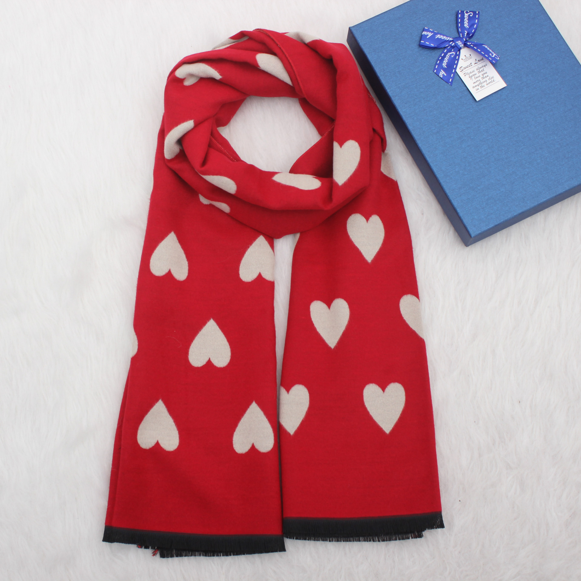 Women's Simple Style Heart Shape Imitation Cashmere Scarf display picture 4