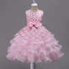 Europe and the United States in the big girls bow girls dress Beaded sequined dress skirts wedding flower girl princess