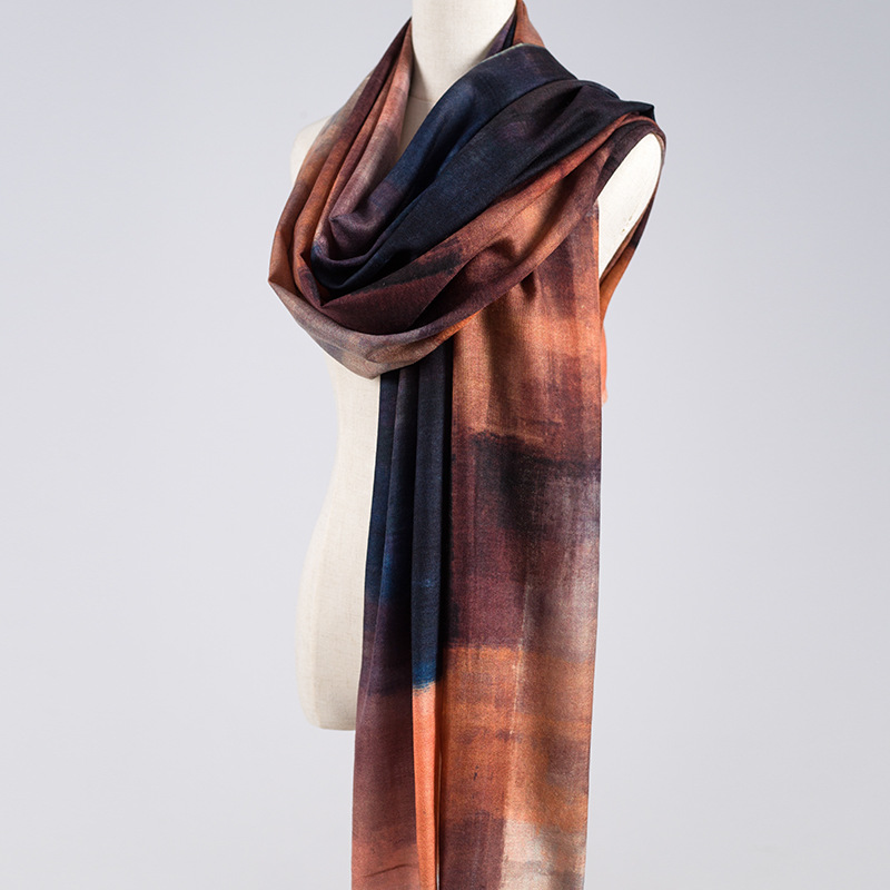 2017 new pattern Wool Scarf Digital Printing Pure wool Shawl Four seasons Thin section air conditioner Collar wholesale On behalf of