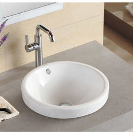 圆形台中盆半嵌入式 陶瓷盆台上盆洗脸盆艺术盆面盆洗手盆