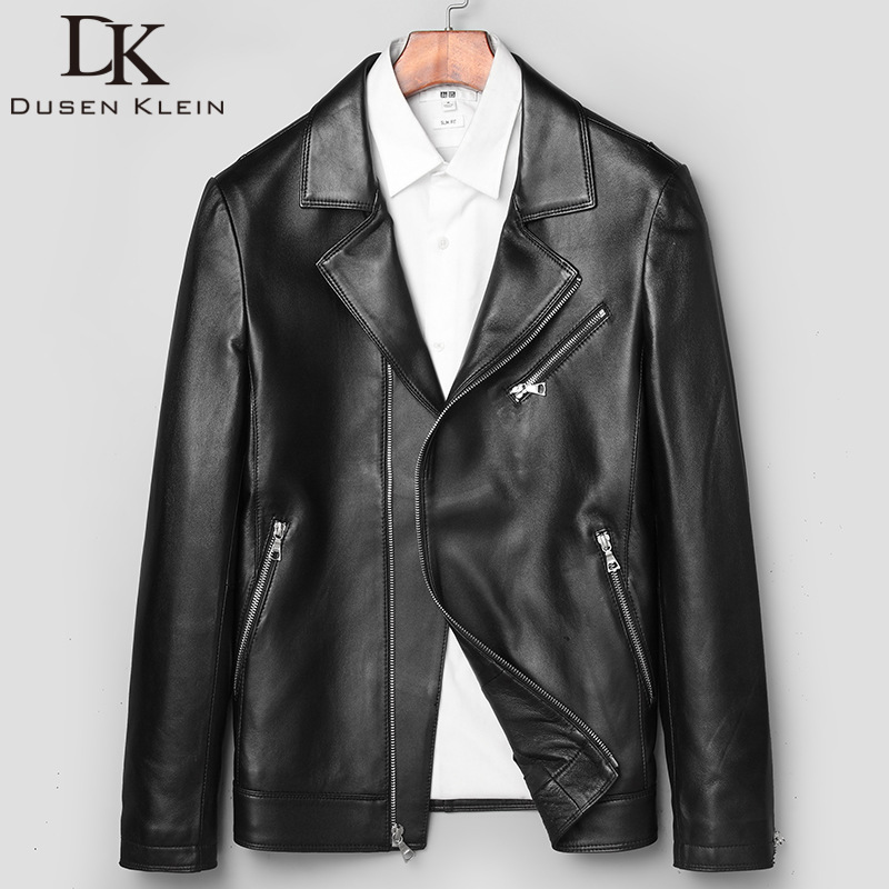 新款真皮皮衣男士机车夹克西装领男海宁头层绵羊皮韩版青年修身外|ms