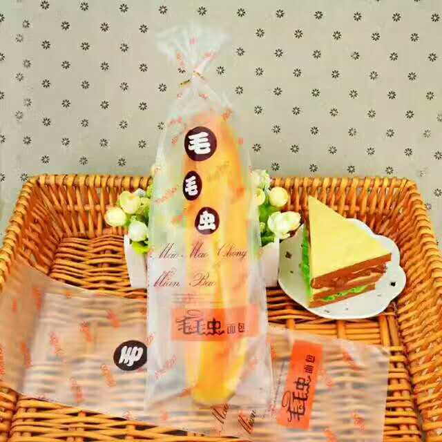 批发现货毛毛虫面包袋 长条面包袋 透明塑料毛毛虫面包包装袋