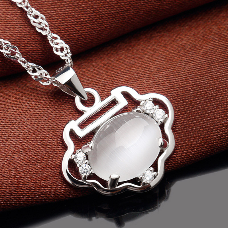 Estilo coreano moda s925 colgante de plata OPAL larga vida collar cadena clavícula femenina temperamento elegante joyería popular