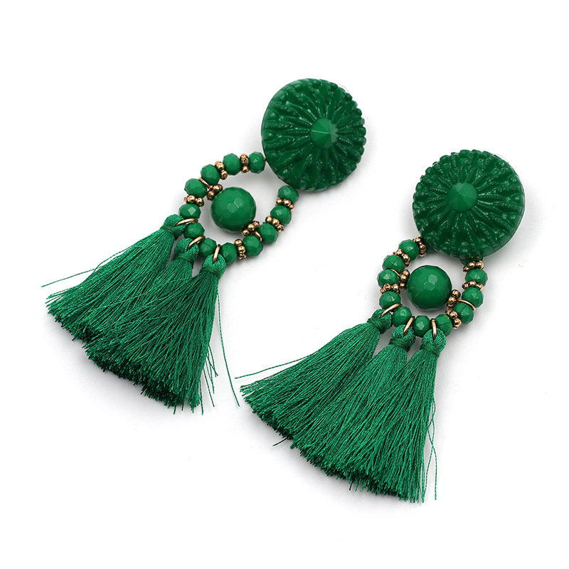 European And American Long Tassel Exaggerated Earrings Wholesale display picture 3