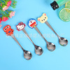 Cartoon spoon PVC from soft rubber, handle stainless steel, tableware for feeding, wholesale