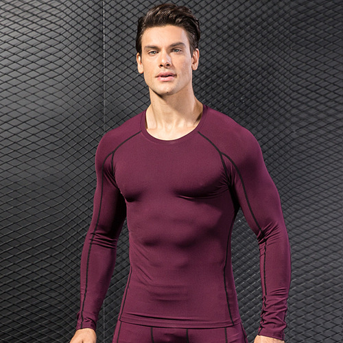 Men's tight fitness gyms sports running training T-shirt stretch quick-drying long-sleeved shirt