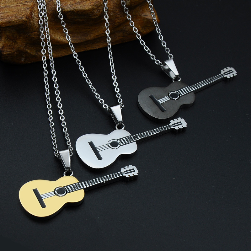 Fashion Stainless Steel Guitar Necklace Pendant Wholesale Nihaojewelry display picture 5