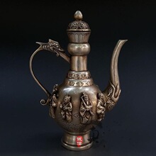 古玩铜器白铜黄铜镀银铜壶摆件茶壶八仙壶水壶装饰工艺礼品收藏品
