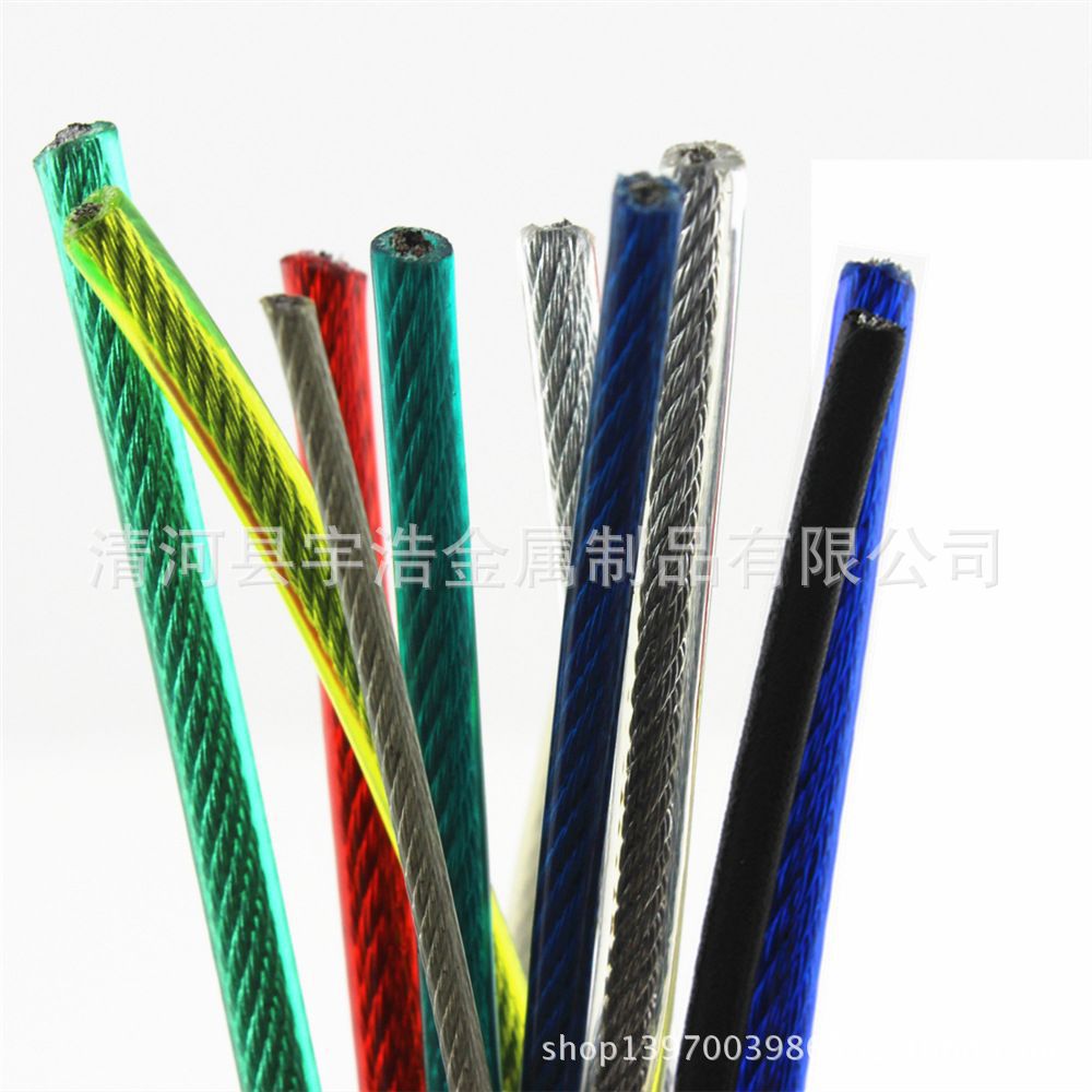pvc/pe/尼龙包胶钢丝绳1.5mm，1.8mm，2.0mm,3.0mm涂塑钢丝绳