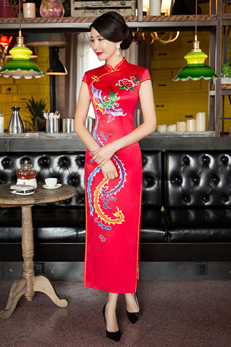 Chinese Dress Qipao for women Fenglai: a traditional long cheongsam ress with large size Robes chinoises