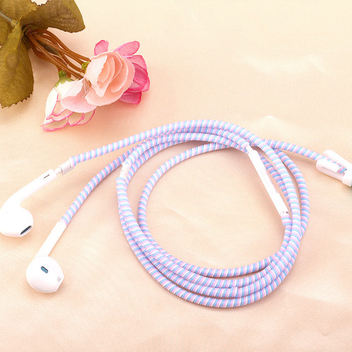 Mobile phone charging cable 1.1m three-color data cable protection rope three-in-one spring rope silicone universal protection rope