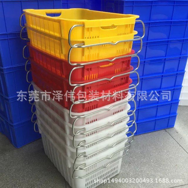 厂家供应 胶周转箩 菜箩 全新料带铁耳运输箩