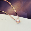 Necklace stainless steel, golden chain, short accessory, decorations, pendant, does not fade, pink gold, Japanese and Korean, South Korea, simple and elegant design