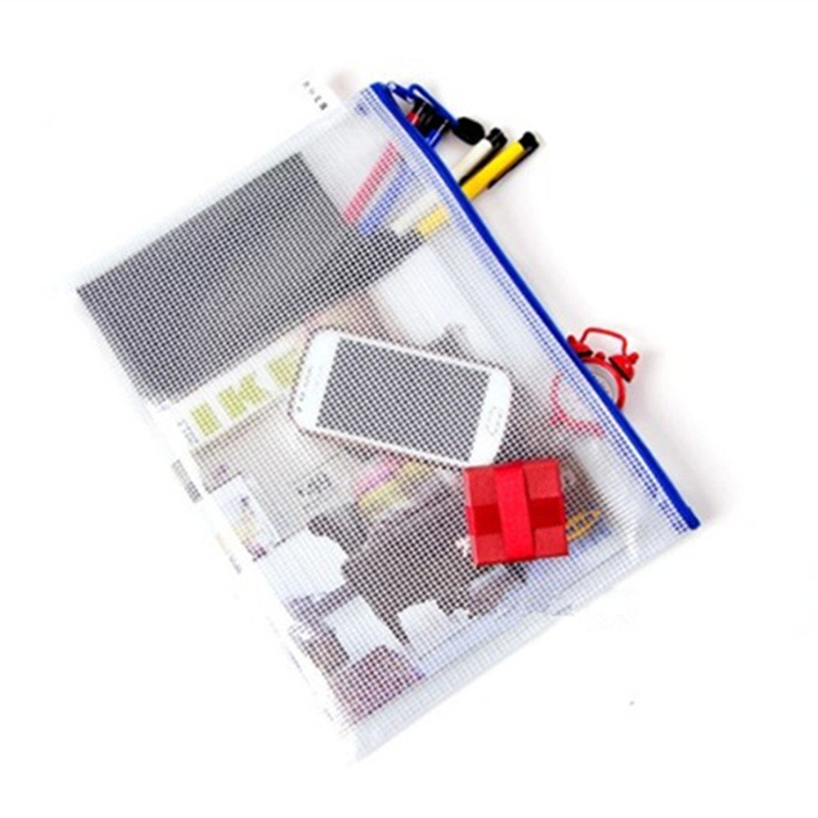 Venta al por mayor A4 bolsa de cremallera de malla transparente bolsa de cremallera A5 bolsa de archivo A3B4B5 bolsa de almacenamiento caja de lápiz promoción