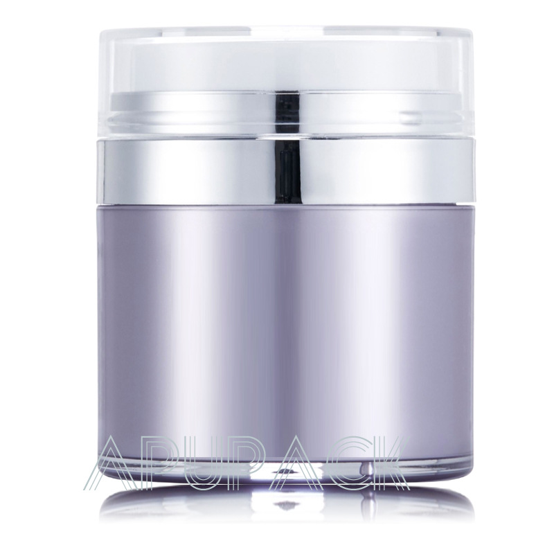 高档直圆透明亚克力锥圆真空膏霜瓶紫色 15ml眼霜真空瓶磨砂按压