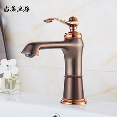European hot and cold basin faucet American ORB faucet single hole rose gold basin all copper retro faucet
