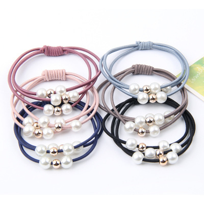 2017新款发绳时尚女孩发圈带珍珠扎马尾发饰手工DIY厂家直销搭配|ru