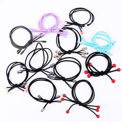Korean Edition Hairpin black Elastic High elasticity Double-stranded Hair rope gules Beads Tousheng Bold 1 yuan Jewelry
