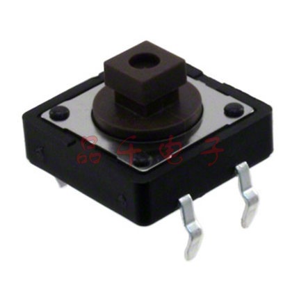 进口弹片 透明面 轻触开关 12*12*7.3mm 铜脚 直插4脚 方形按钮