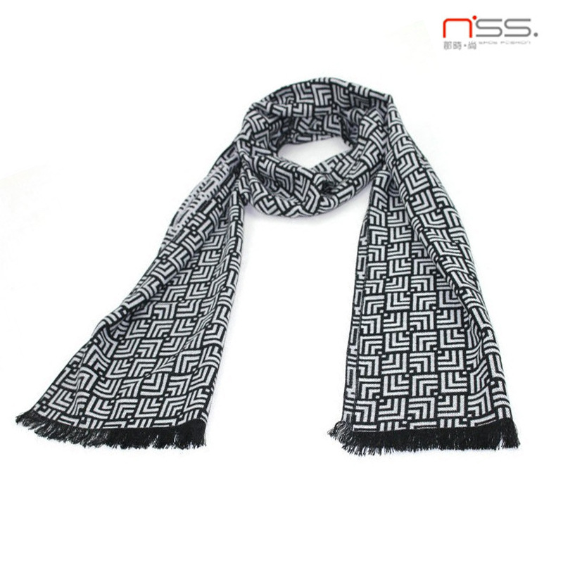 新款热卖冬天中老年男士围巾保暖黑灰中年老年人围脖爸爸围巾老人