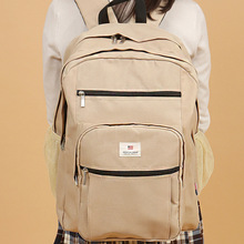 厂家春夏韩版学院风帆布双肩电脑背包大容量学生帆布书包一件代发
