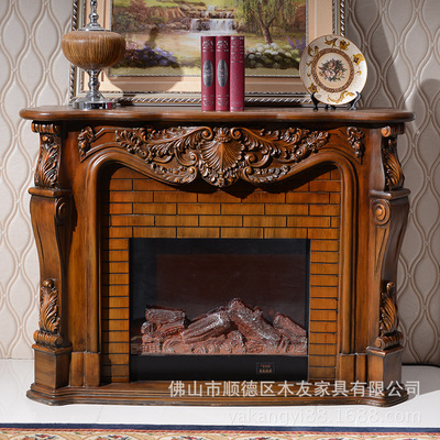 欧式简约壁炉架1.5米装饰柜led仿真火焰田园实木取暖炉芯壁炉