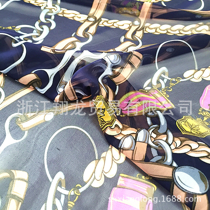 【翔龙印花 XL935】现货 小狗链品质印花 飘逸女装涤纶雪纺面料