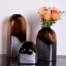 廠家批發 彩色玻璃花瓶插花器 美式藝術擺飾 家居辦公裝飾擺件