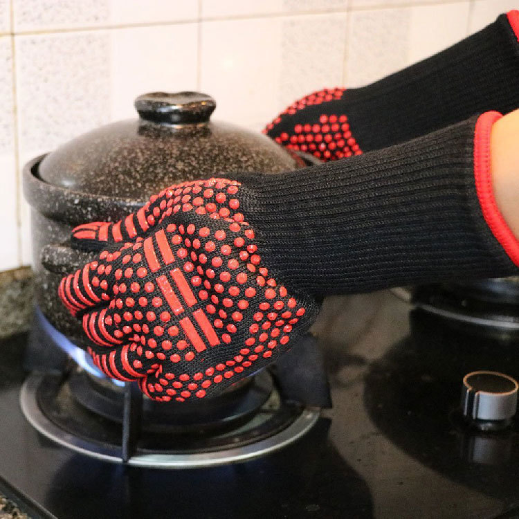 现货供应外贸芳纶耐高温500度烹饪烧烤烘焙烤箱厨房防护手套定制