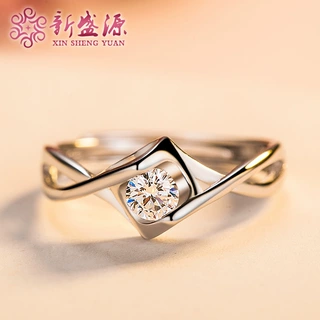天使之吻心形钻戒日韩女S925银镶钻开口戒指环情侣关节戒子