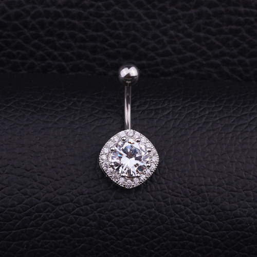 Wish hot selling navel ring European and American medical stainless steel inlaid zircon navel nail foreign trade body piercing jewelry wholesale