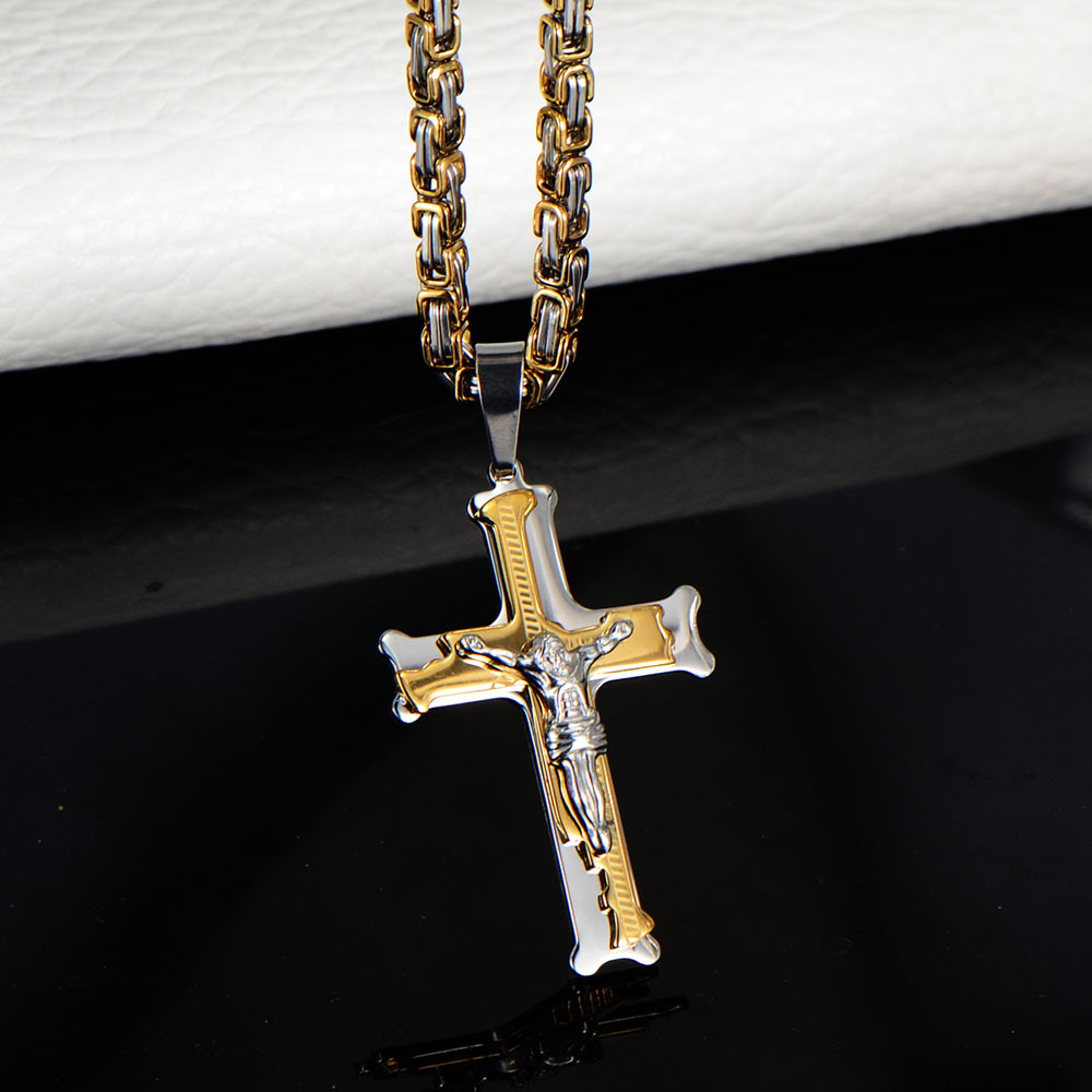 Hip-Hop Cross Titanium Steel Plating None 18K Gold Plated Men'S display picture 2