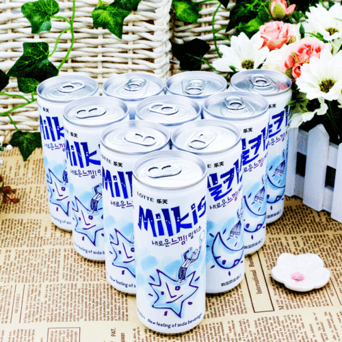 Korean imported beverage Lotte milk soda carbonated drink 250ml soda soft milk drink wholesale